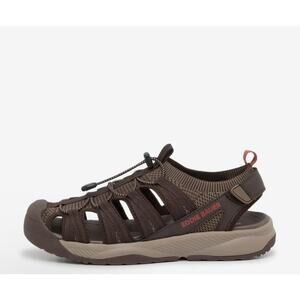 NWOB Eddie Bauer Yesler Fisherman Sandals Men 12M Brown Burgundy Leather Comfort